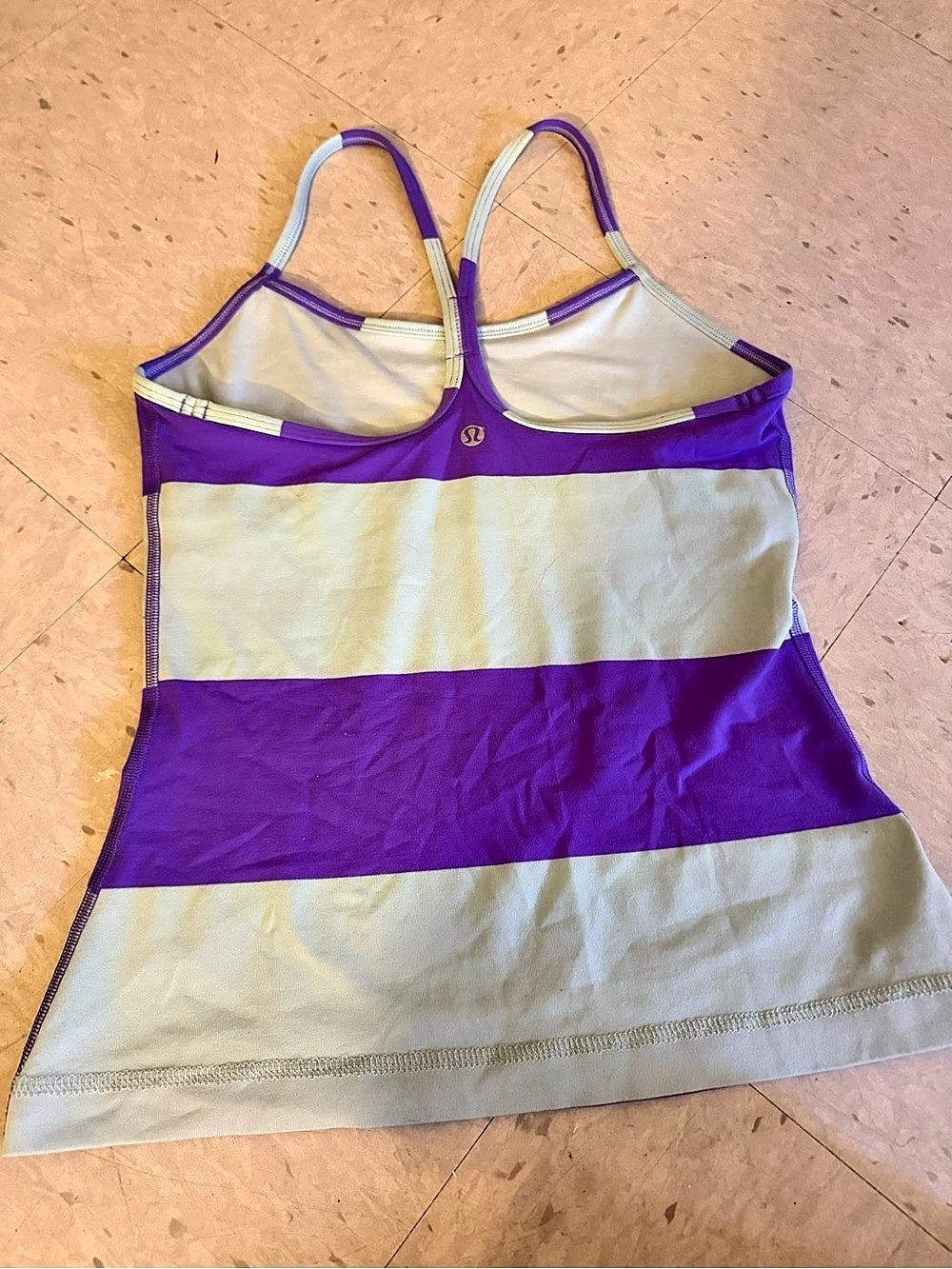 lululemon Color Block Athletic Tank Top in Purple & Cream